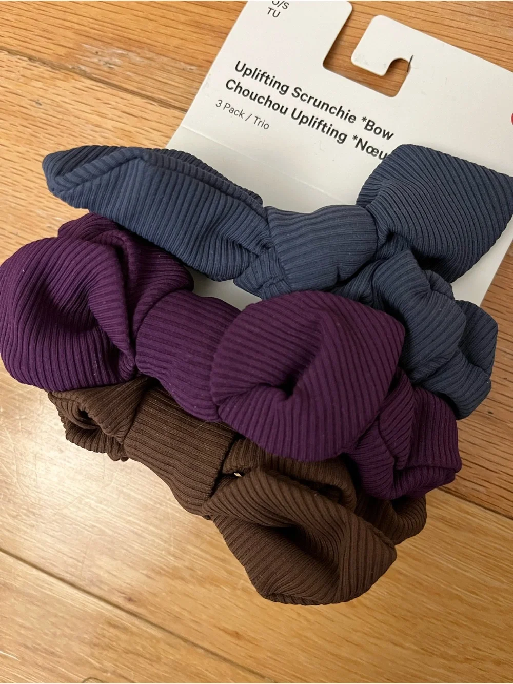Lululemon Scrunchie Trio Blue Purple Brown - Picture 2 of 3